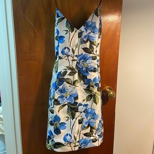 Alice + Olivia Thin Strap Dress Floral White blue green flowers size 14 NWT